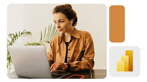 mulher mexendo no computador e verificando as questões do ROI do BI