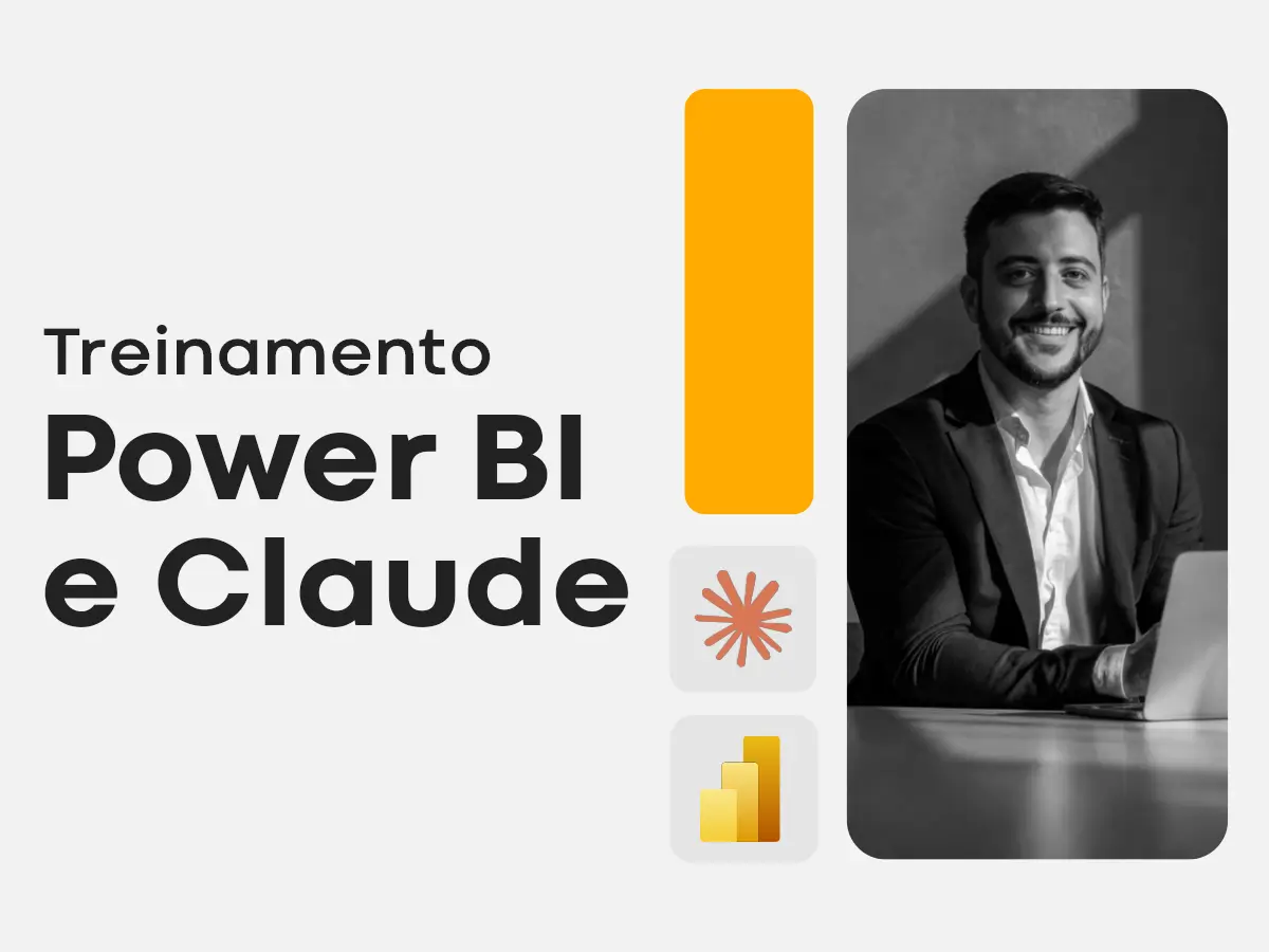 Texto "Treinamento Power BI e Claude", com imagem de Filipe Maia ao lado.